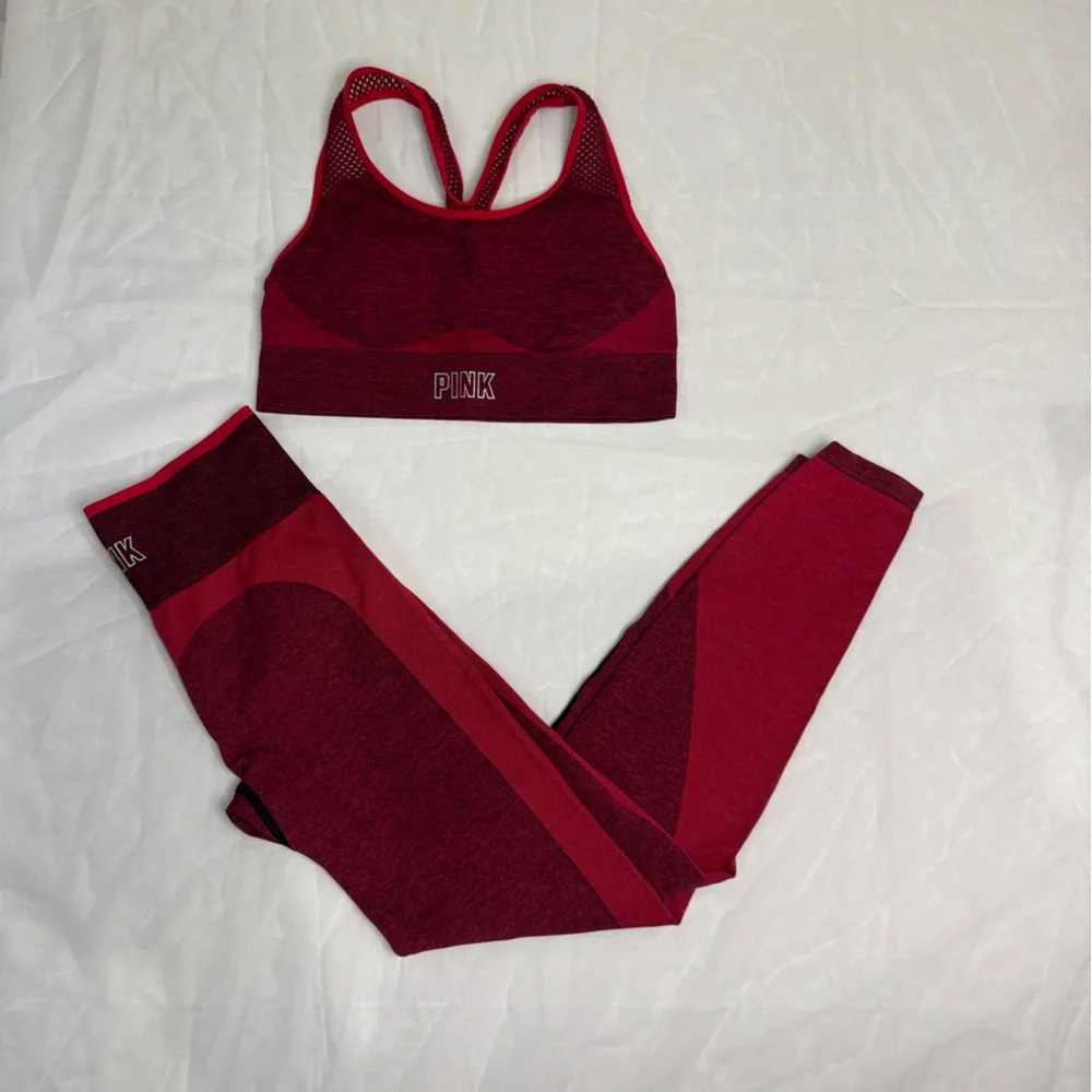 PINK Victoria's Secret Women’s Leggings Set - Deep Red - Picture 1 of 6